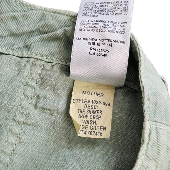 Mother Womens The Shaker  Chop Crop Hedge Green Size 23 Lyocell Cotton Raw Hem - Picture 10 of 12
